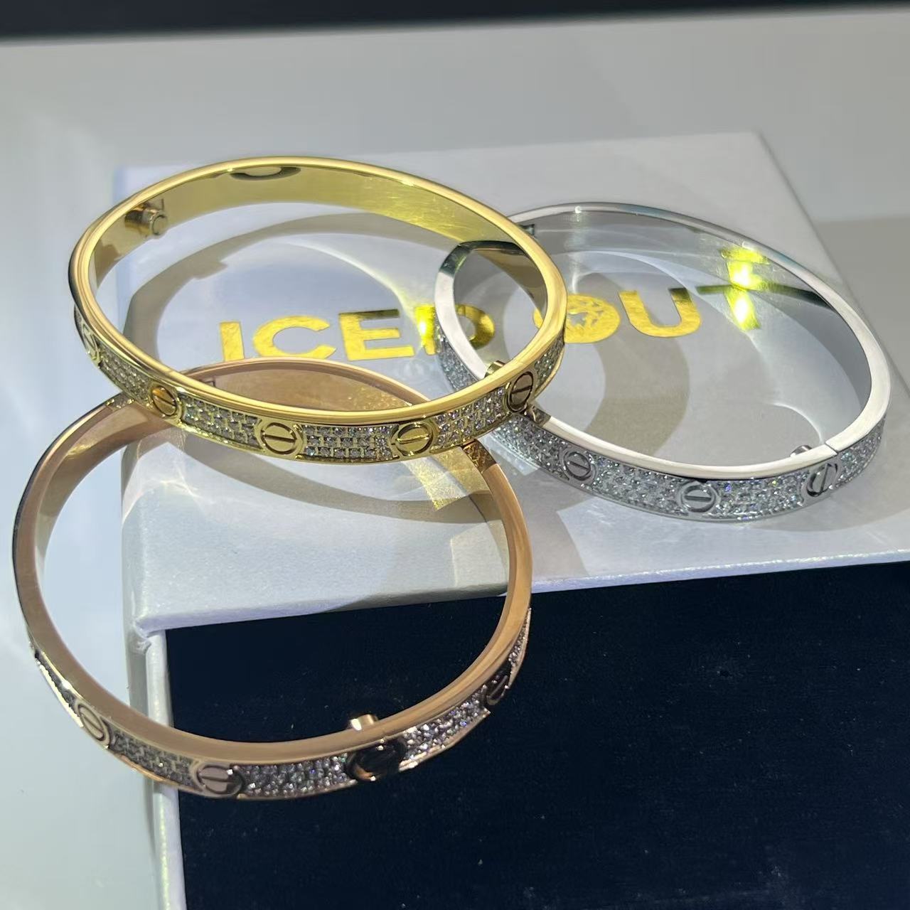 Iced Bangle Armband (Goud Verguld)