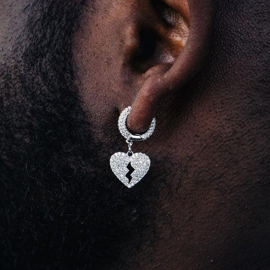 Iced Out Broken Heart Earrings