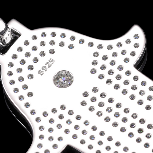 Zilveren Moissanite Diamanten Hamsa Hand
