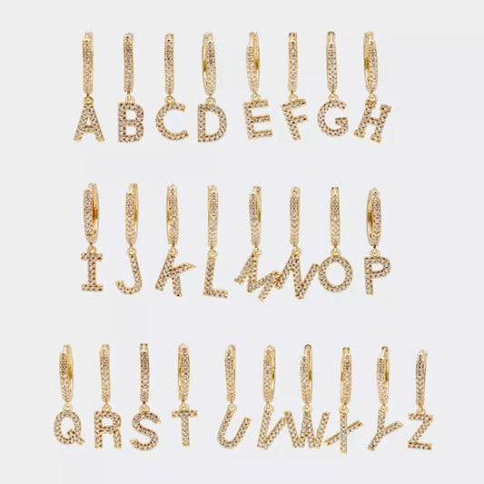 Gold plated Iced Letter Earrings