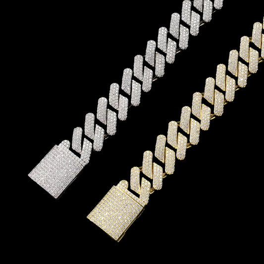 gold diamond iced out miami cuban s-link chain bracelet