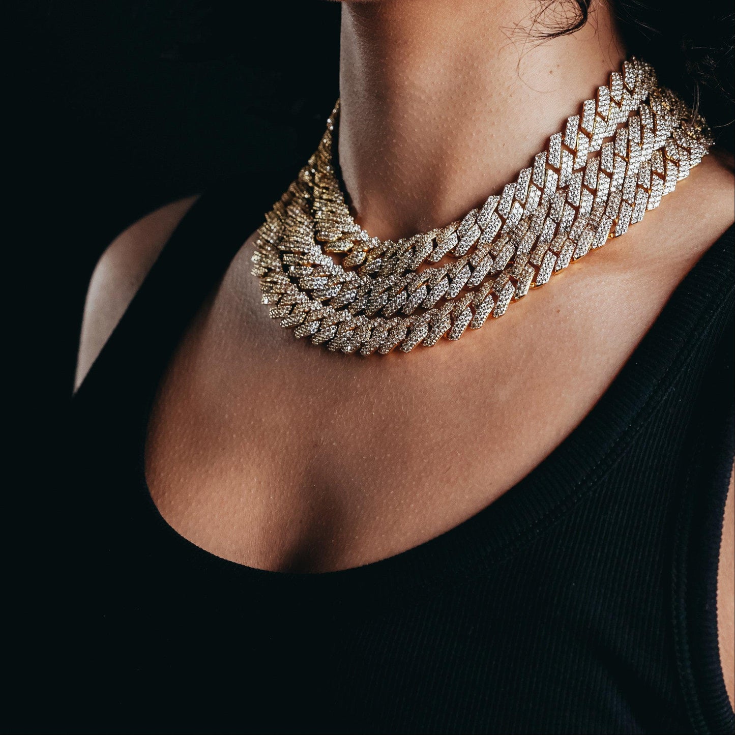 Luxury 14mm gold Miami Cuban chain S-link diamond iced out design