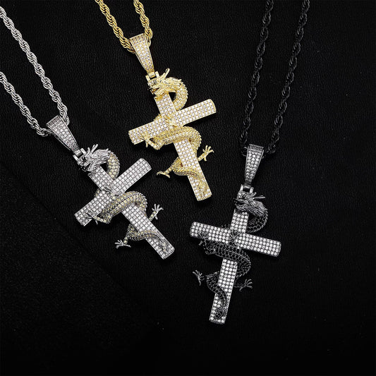 Black Dragon Cross Pendant