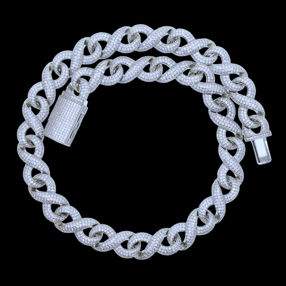 Luxury diamond infinity white gold Cuban link necklace