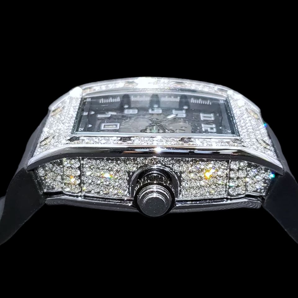 Millionaire 42mm – Iced Rubberen Band Horloge