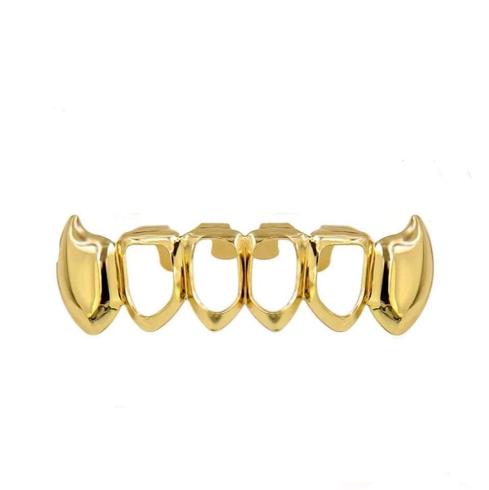 6-Tands Premium Gold Plated Fang Lower Grillz