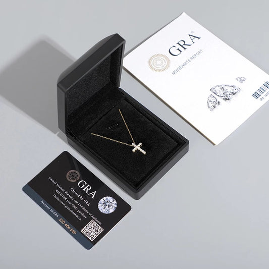 Zilveren Moissanite Dames Kruis Ketting