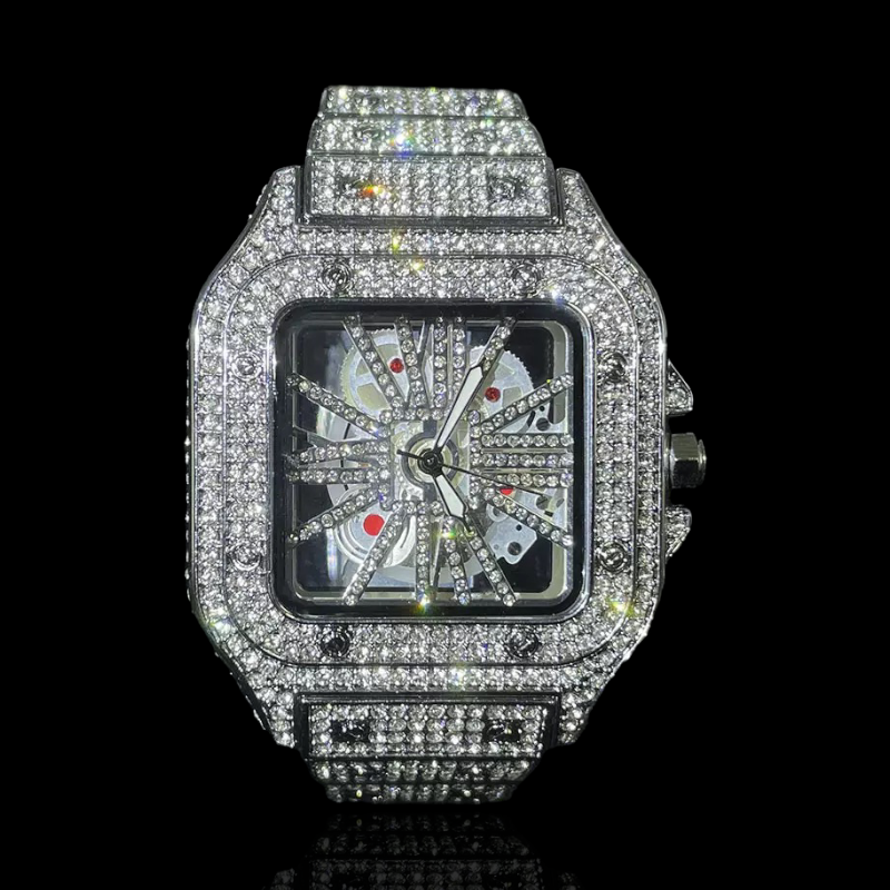 Iced out square watch hotsell