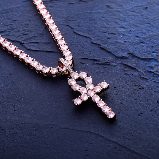 Pink Diamond Ankh Cross Pendant