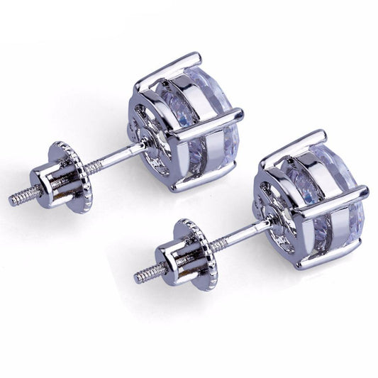 8mm Silveplated CZ Oorbellen - ICED OUT