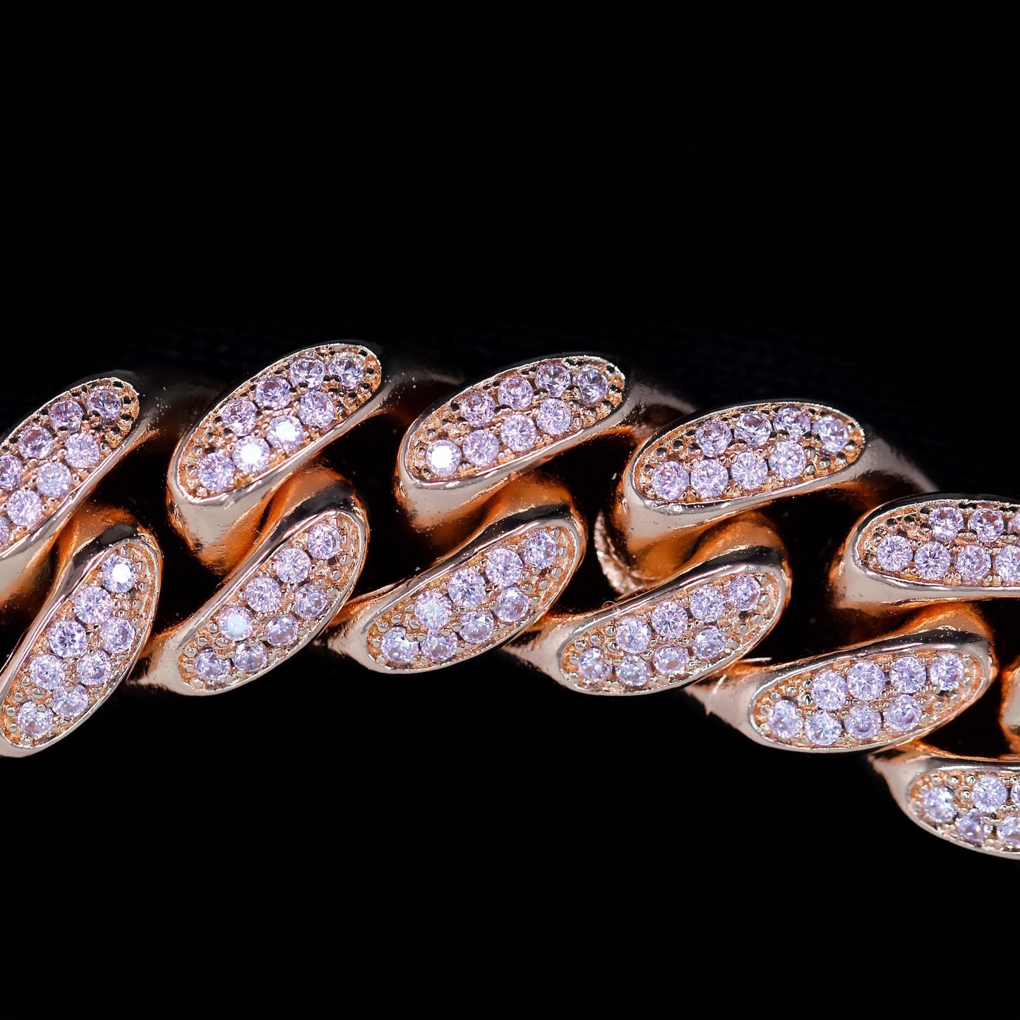 12mm Rosé Diamanten Miami Cuban Ketting