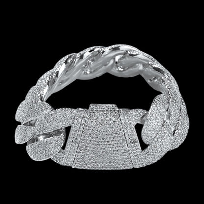 24mm white gold diamond iced out miami cuban bracelet