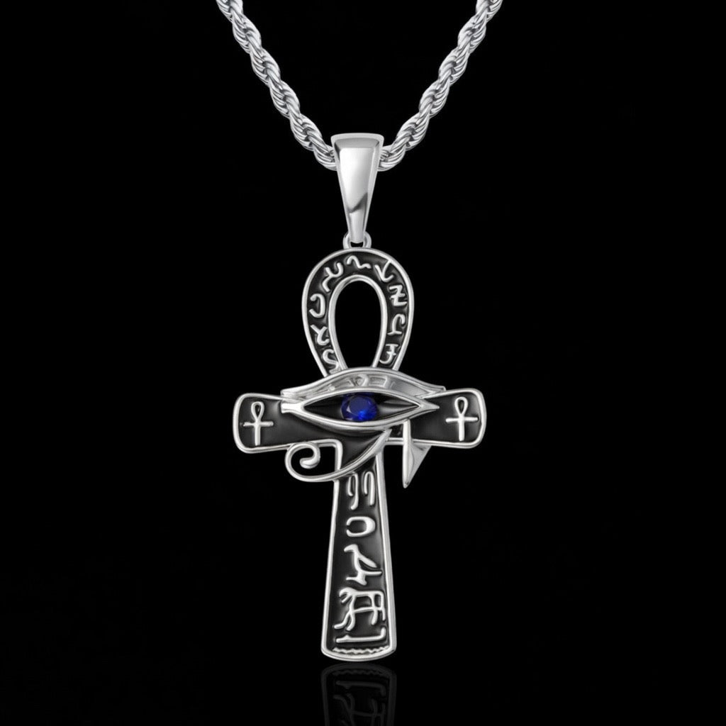 Sapphire Ankh Hieroglyph Pendant