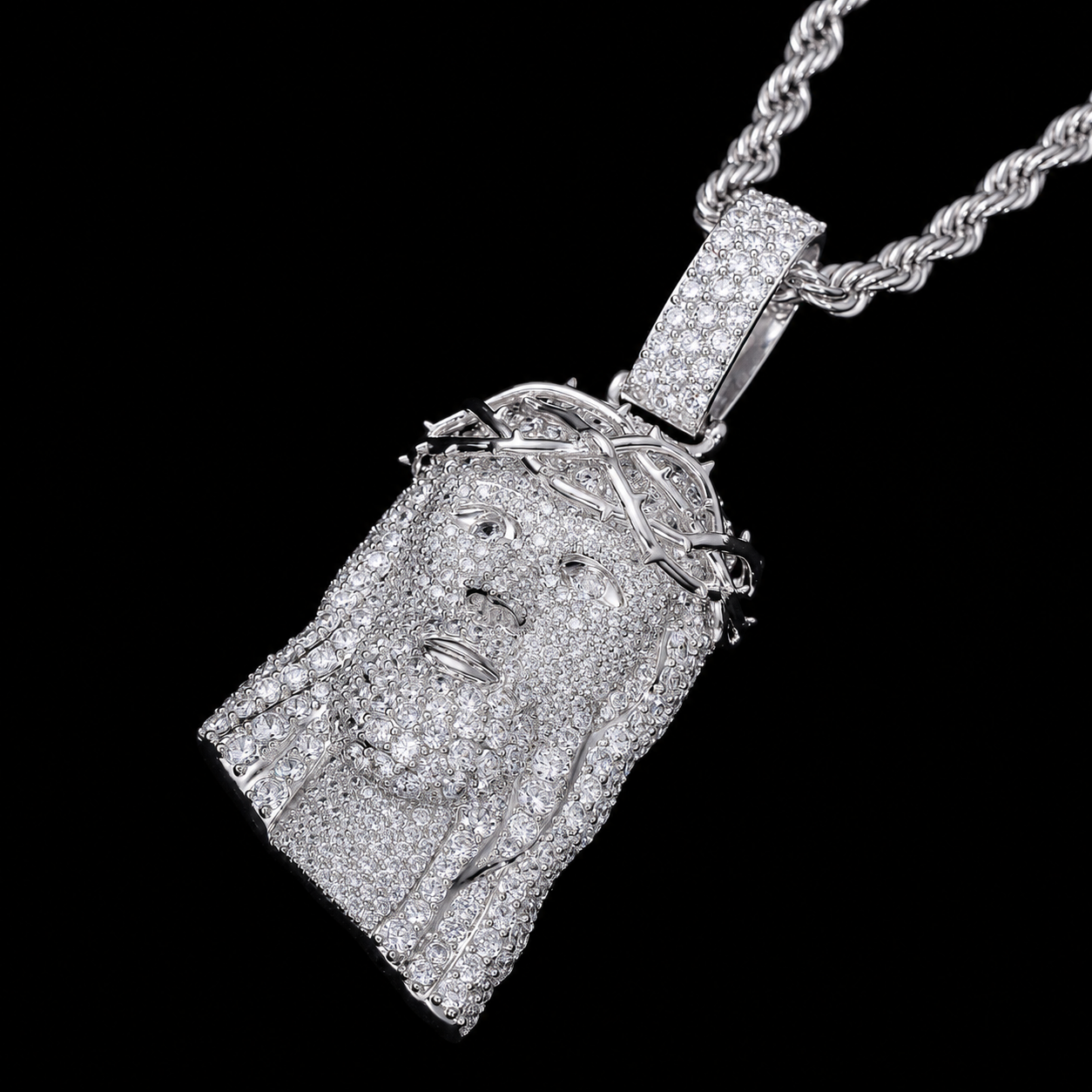 All-White Jesus Moissanite Pendant
