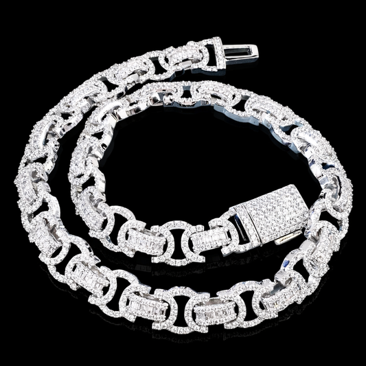 13mm diamanten zilveren koningsketting