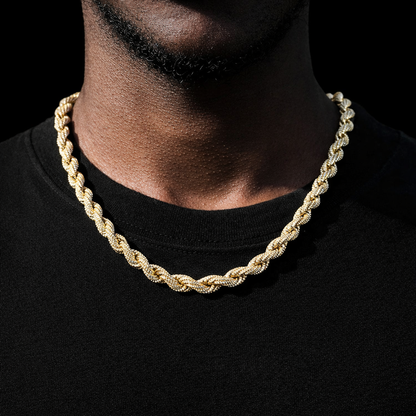 10mm gold diamond iced out dookie rope chain necklace