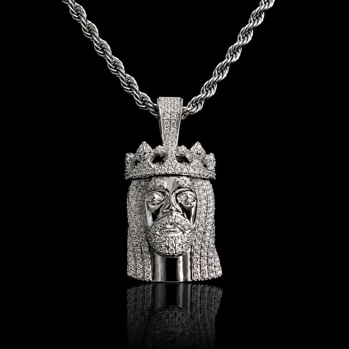 925 Silver Crowned Jesus Pendant