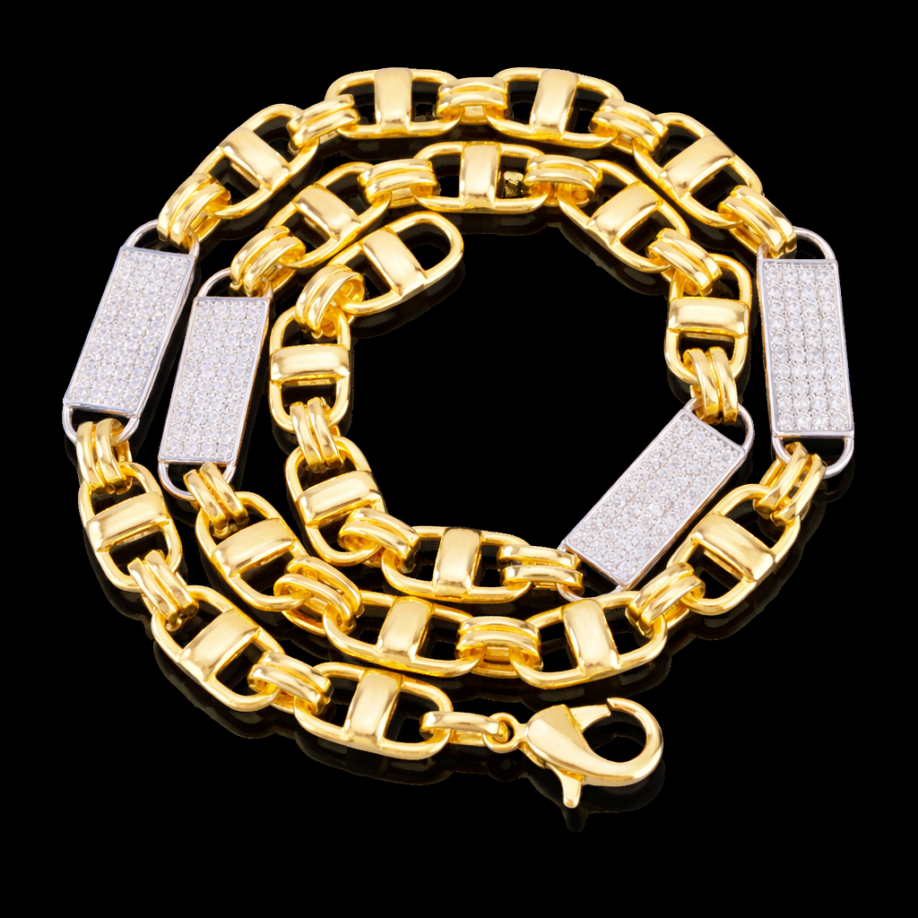 8mm diamanten magnum koningsketting goud en zilver