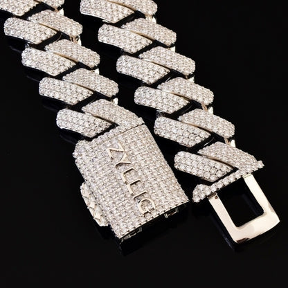 20mm white gold diamond iced out personalized Miami Cuban chain necklace