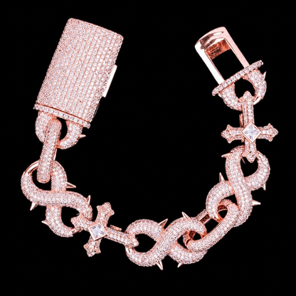 14mm Diamond Infinity Cross Cuban Bracelet
