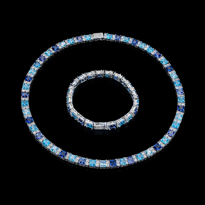Iced blue royale tennis chain and diamond bracelet 
