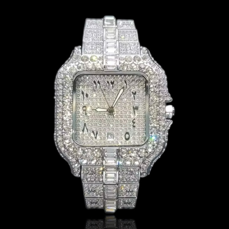 Iced Out Arabic King Square Watch