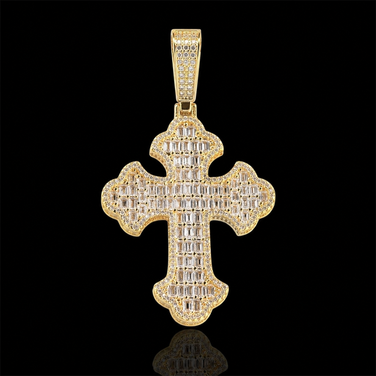 Bottoni Baguette Cross Pendant 