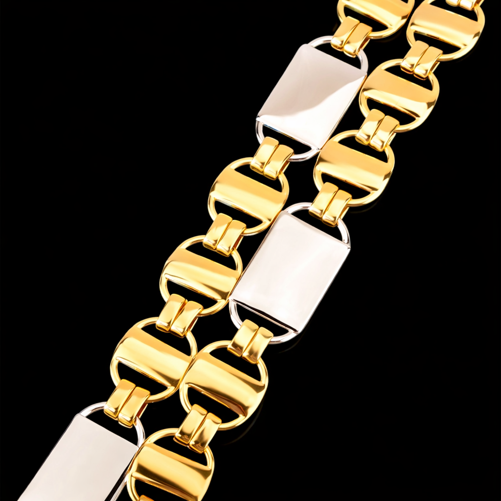 14mm diamanten koningsketting bicolor goud zilver