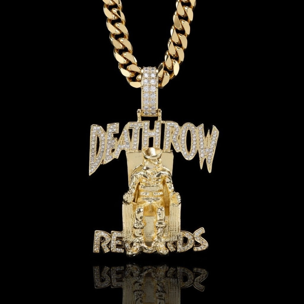 Pendentif Death Row plaqué or blanc