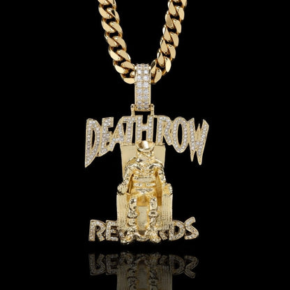 Pendentif Death Row plaqué or blanc
