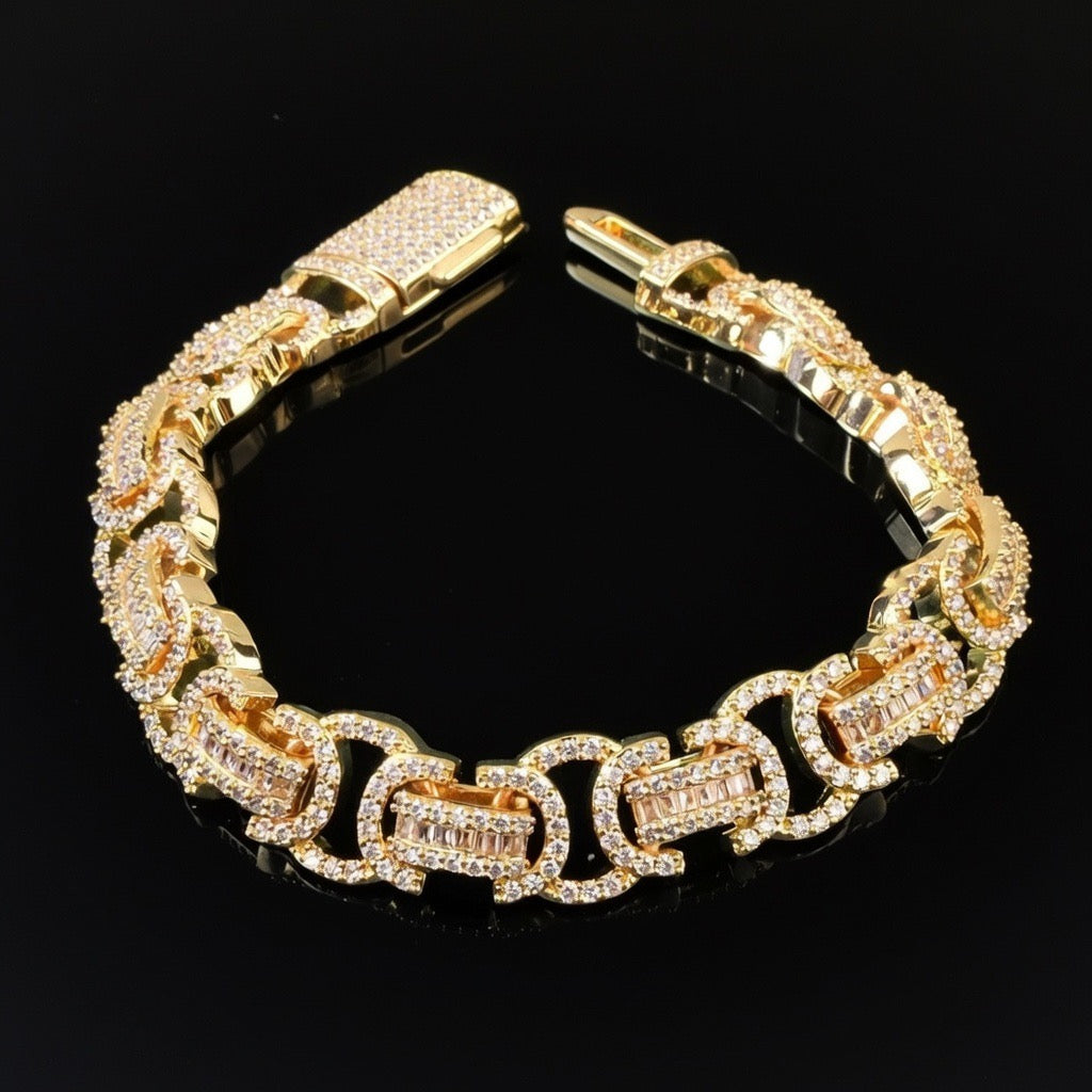 Gouden diamanten iced out koningsketting armband 13mm
