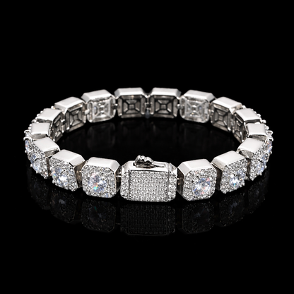 luxury sterling silver clustered bracelet iced out with moissanite diamonds