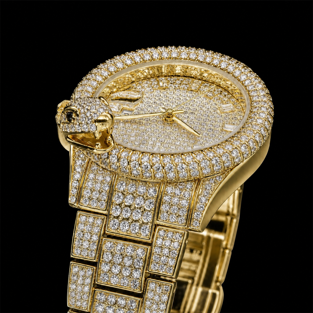 King Cobra 42mm – Iced Out Gold-Plated Watch