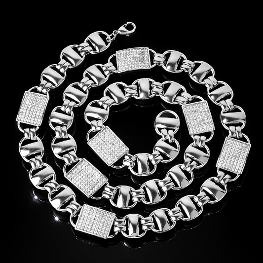 14mm diamanten witgouden magnum koningsketting