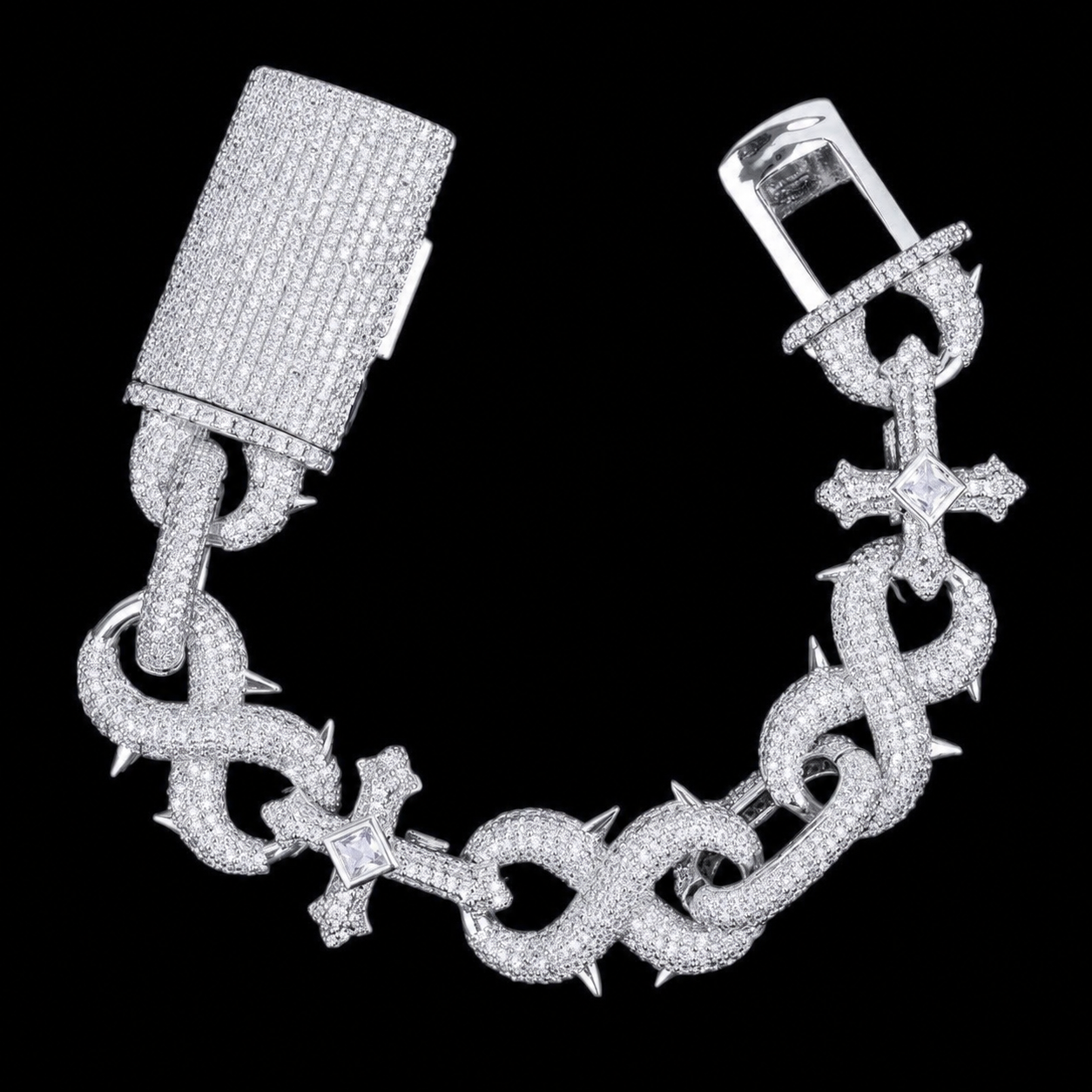 14mm Diamond Infinity Cross Cuban Bracelet