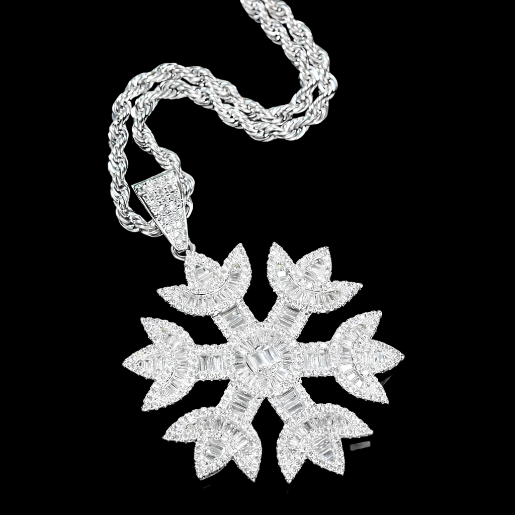 Snowflake iced out diamond pendant 