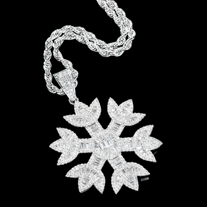 Snowflake iced out diamond pendant 