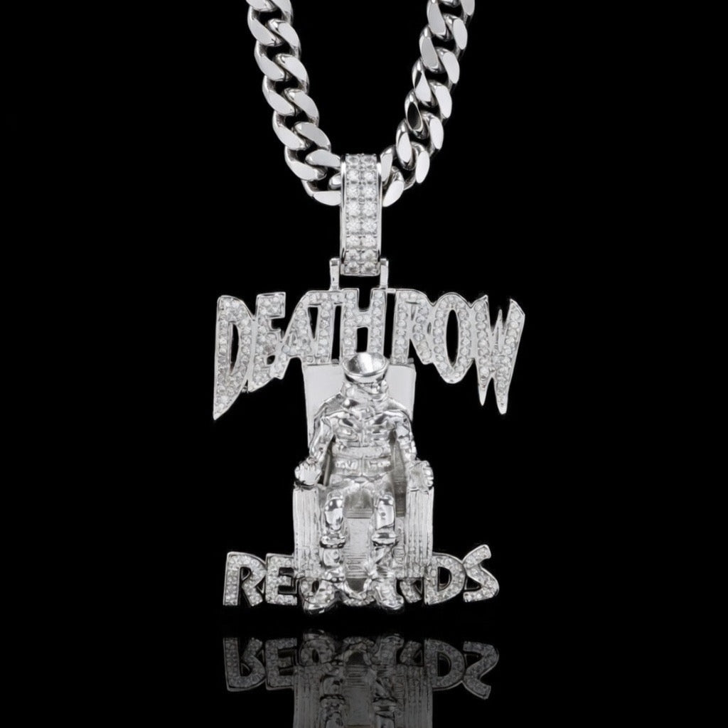 Pendentif Death Row plaqué or blanc