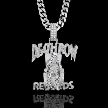 Pendentif Death Row plaqué or blanc