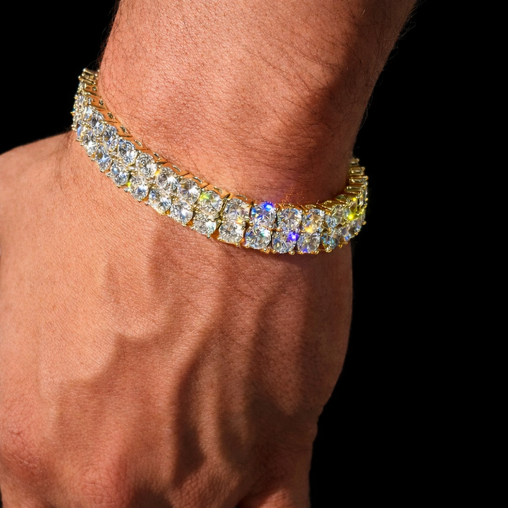 10mm Gold Plated Double Row Tennis Bracelet
