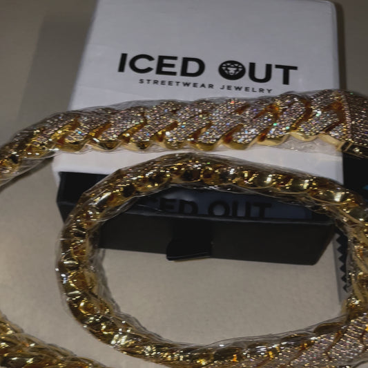 Premium 19mm S-link Cuban chain iced out with diamond stones