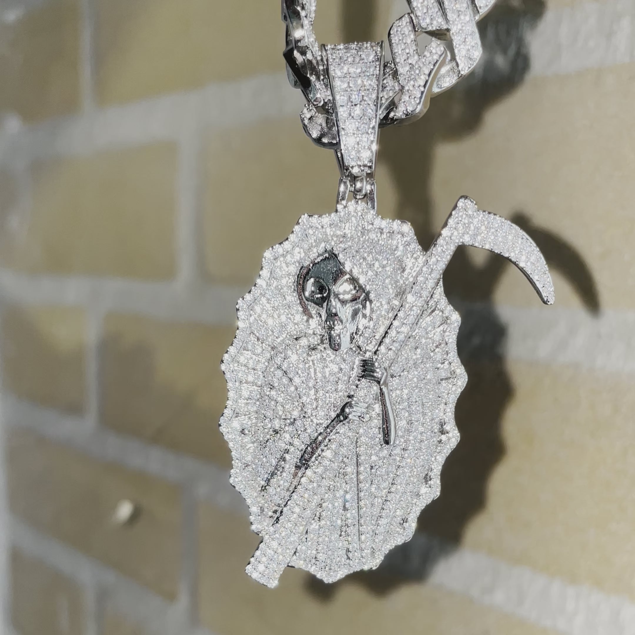 Iced out clearance grim reaper pendant