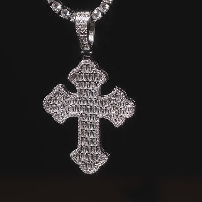 Bottoni Baguette Cross Pendant 