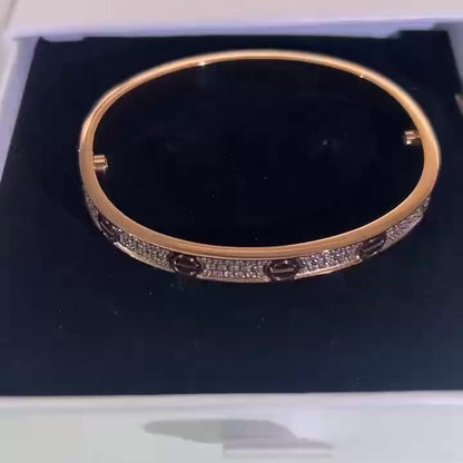 luxury diamond iced out bangle bracelet rose gold