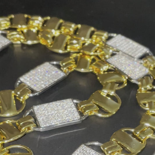 14mm diamanten bicolor magnum koningsketting goud zilver